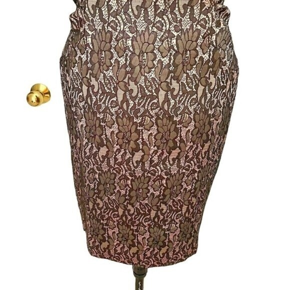 Ann Taylor Petite Embroidered Ruched Floral Party Cocktail Lined Dress - Picture 5 of 14